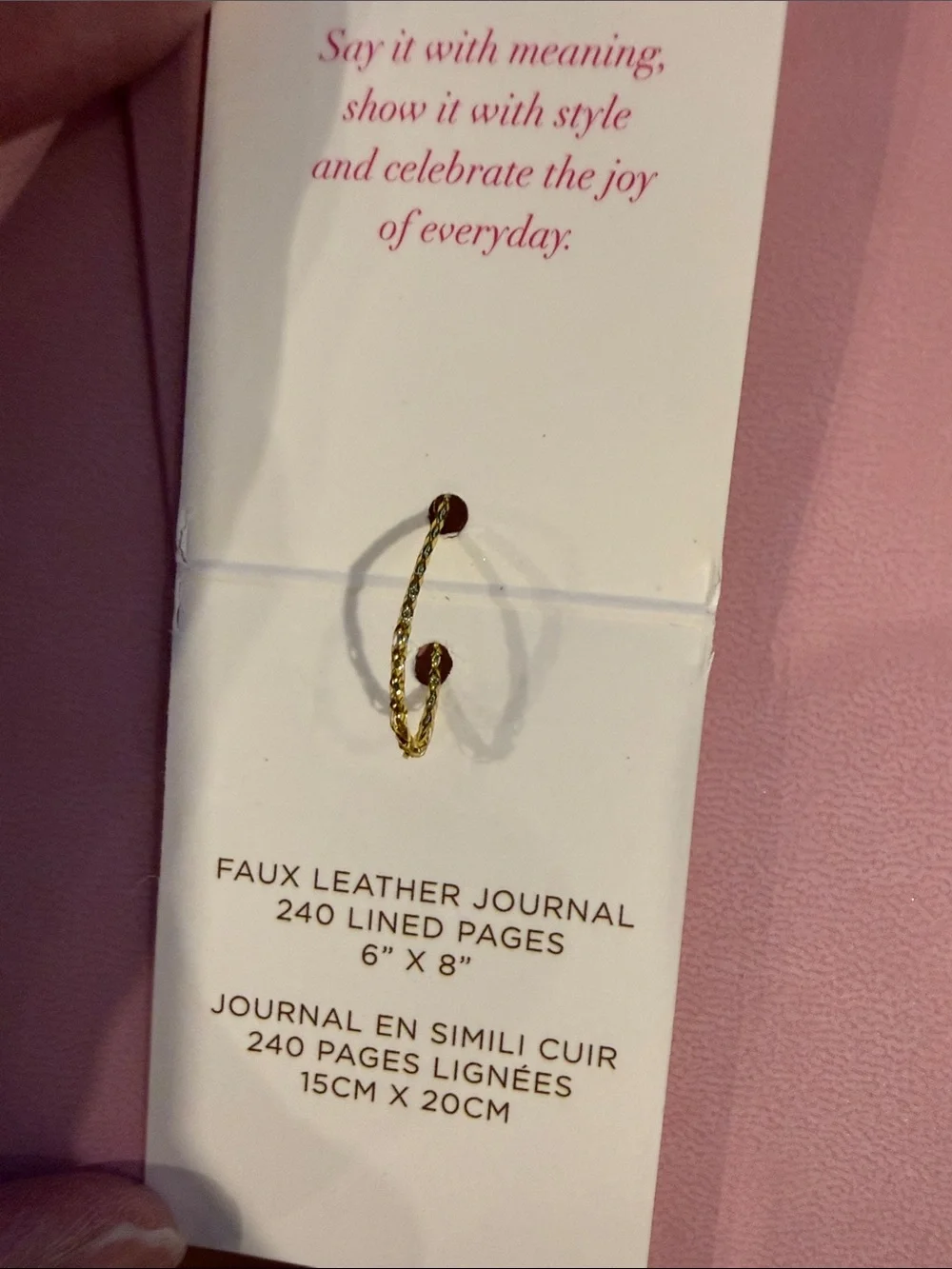 Papyrus Blush Pink Faux Leather Journal with Gold Accent